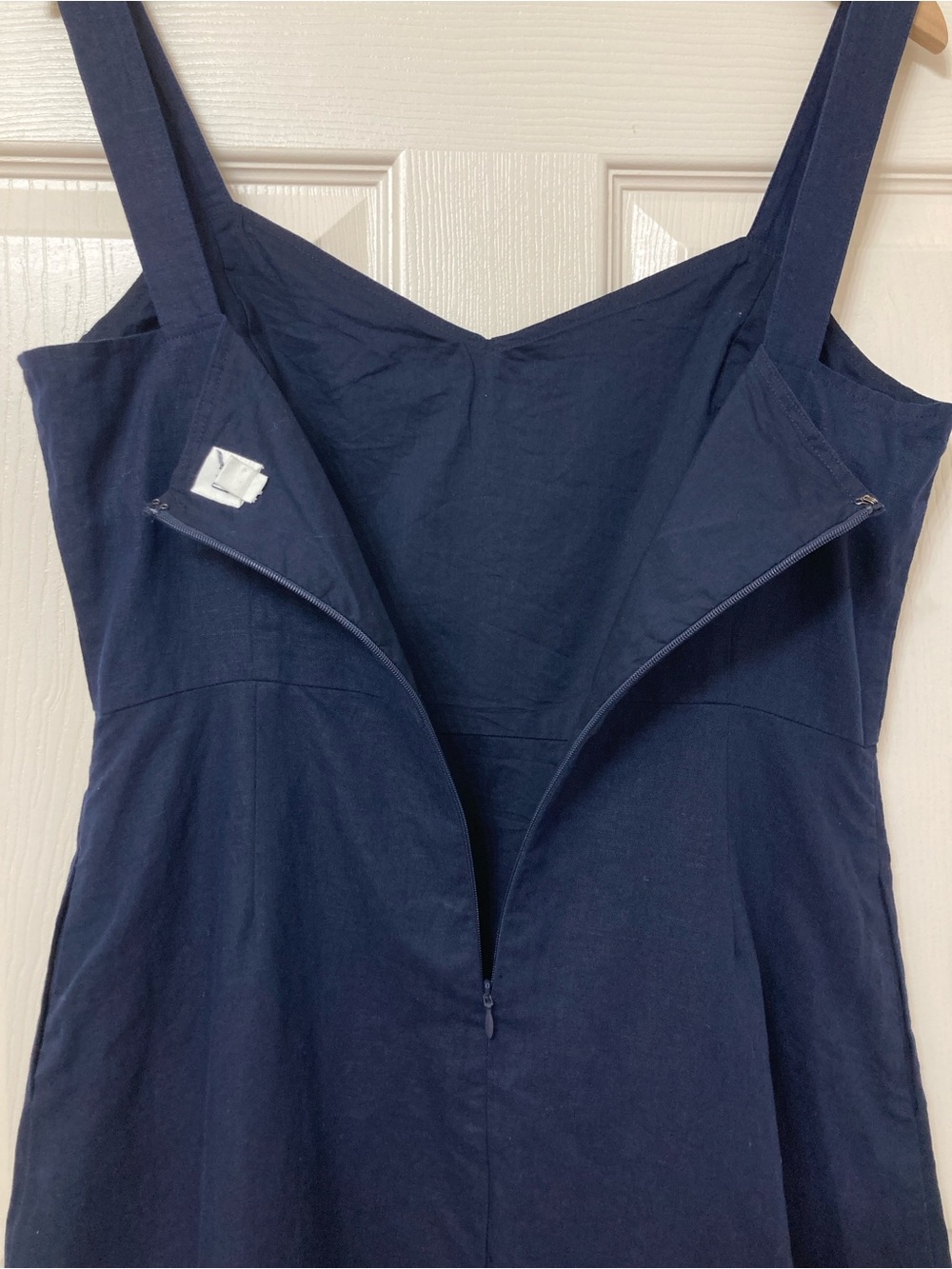GAP Navy Blue Sleeveless Linen Fit & Flare Cami Dress 10 Coastal Beach Resort - Picture 6 of 7
